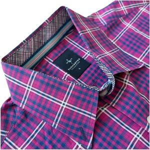 Tailorbyrd Plaid Button Down Shirt Pink Blue Check Cotton Long Sleeve Large